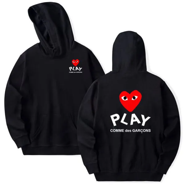 Cdg play black hoodie hotsell