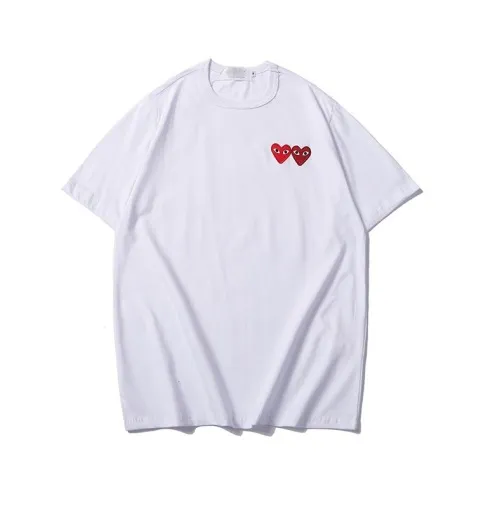 Cdg Double Heart White Shirt Comme Des Garcons